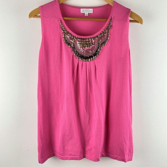 Joseph A Sweaters - Joseph A. Medium Beaded bib pink knit sleeveless sweater Pink Metal‎ beads